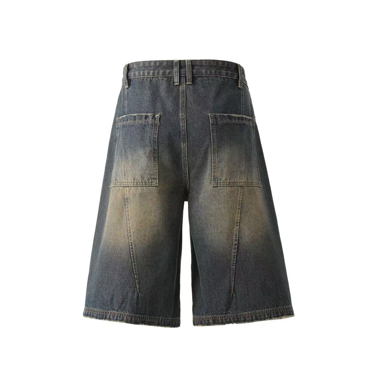 Distressed Washed Wide-Leg Jorts