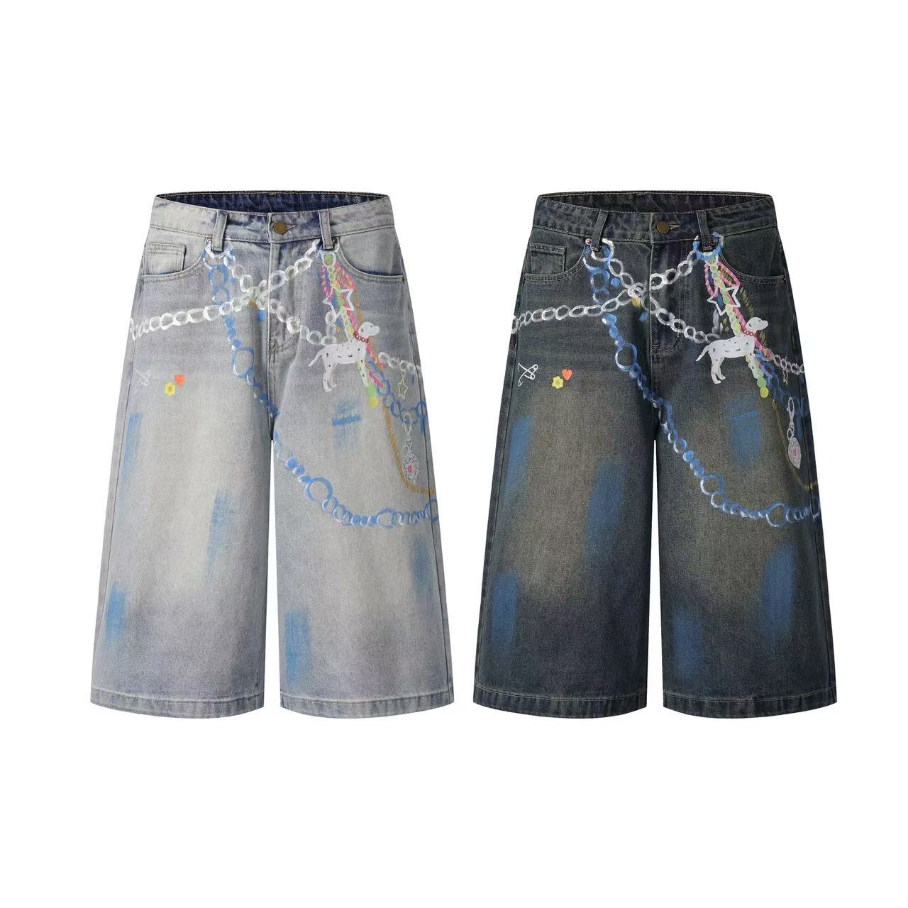 3D Print Dog Graphic Wide-Leg Jorts