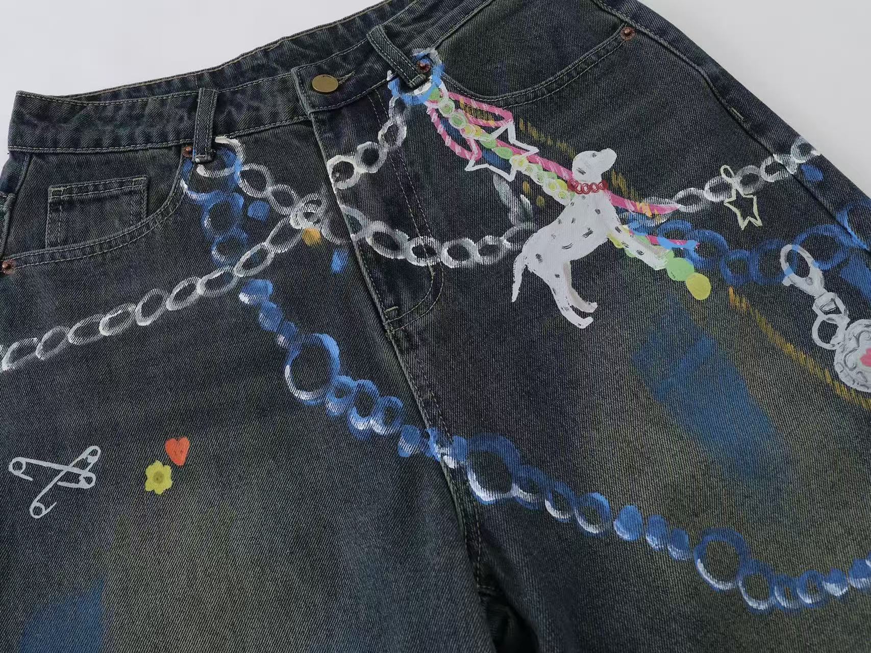 3D Print Dog Graphic Wide-Leg Jorts