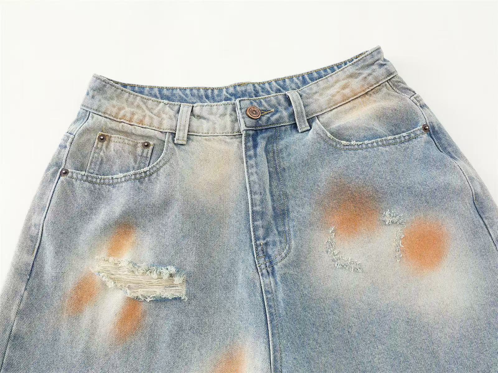 Distressed Wasteland Dirt Washed Wide-Leg Jorts