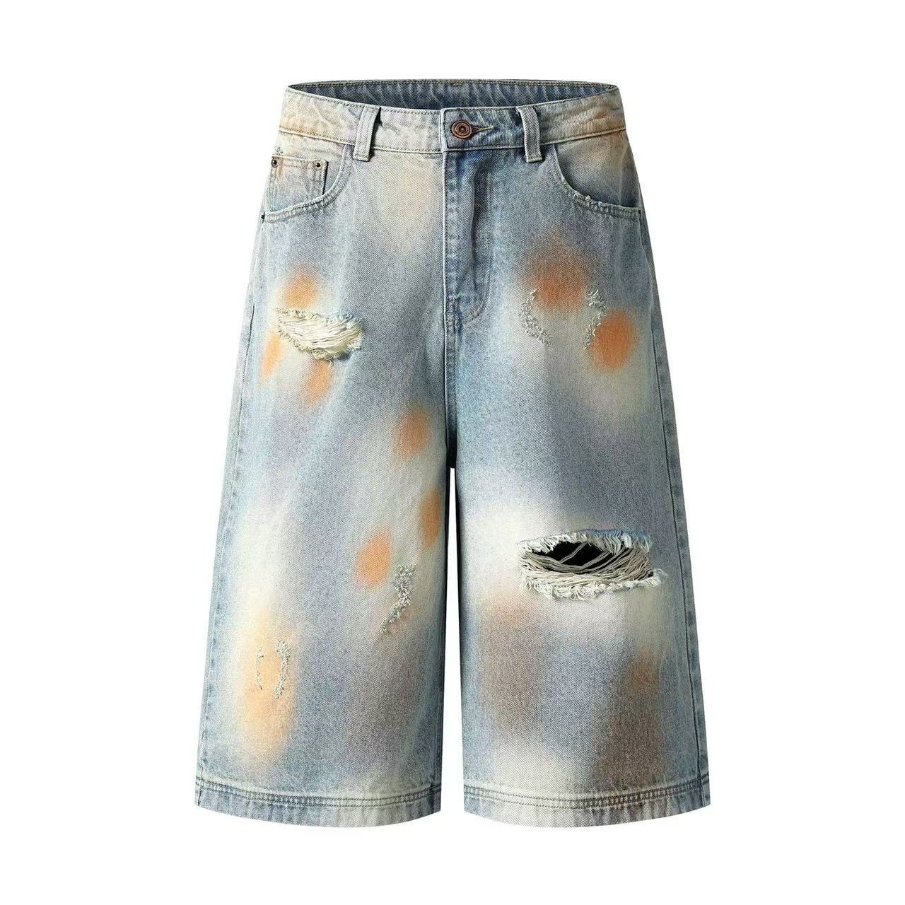 Distressed Wasteland Dirt Washed Wide-Leg Jorts