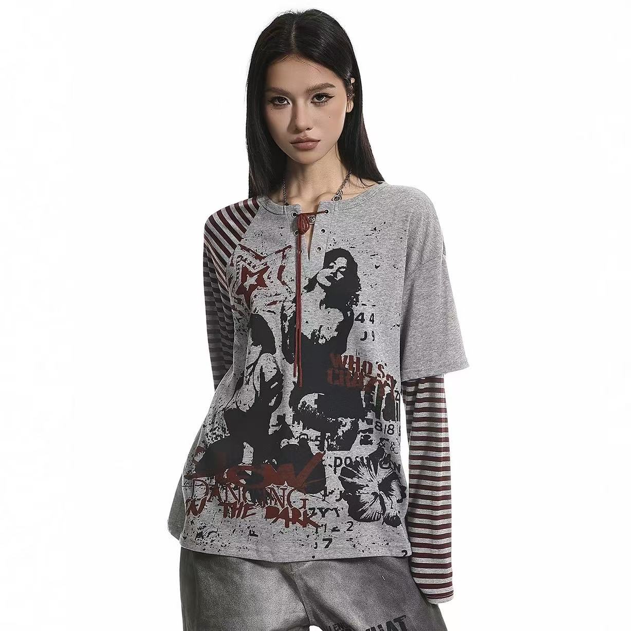 Faux Two-piece Y2K Punk Long Sleeve