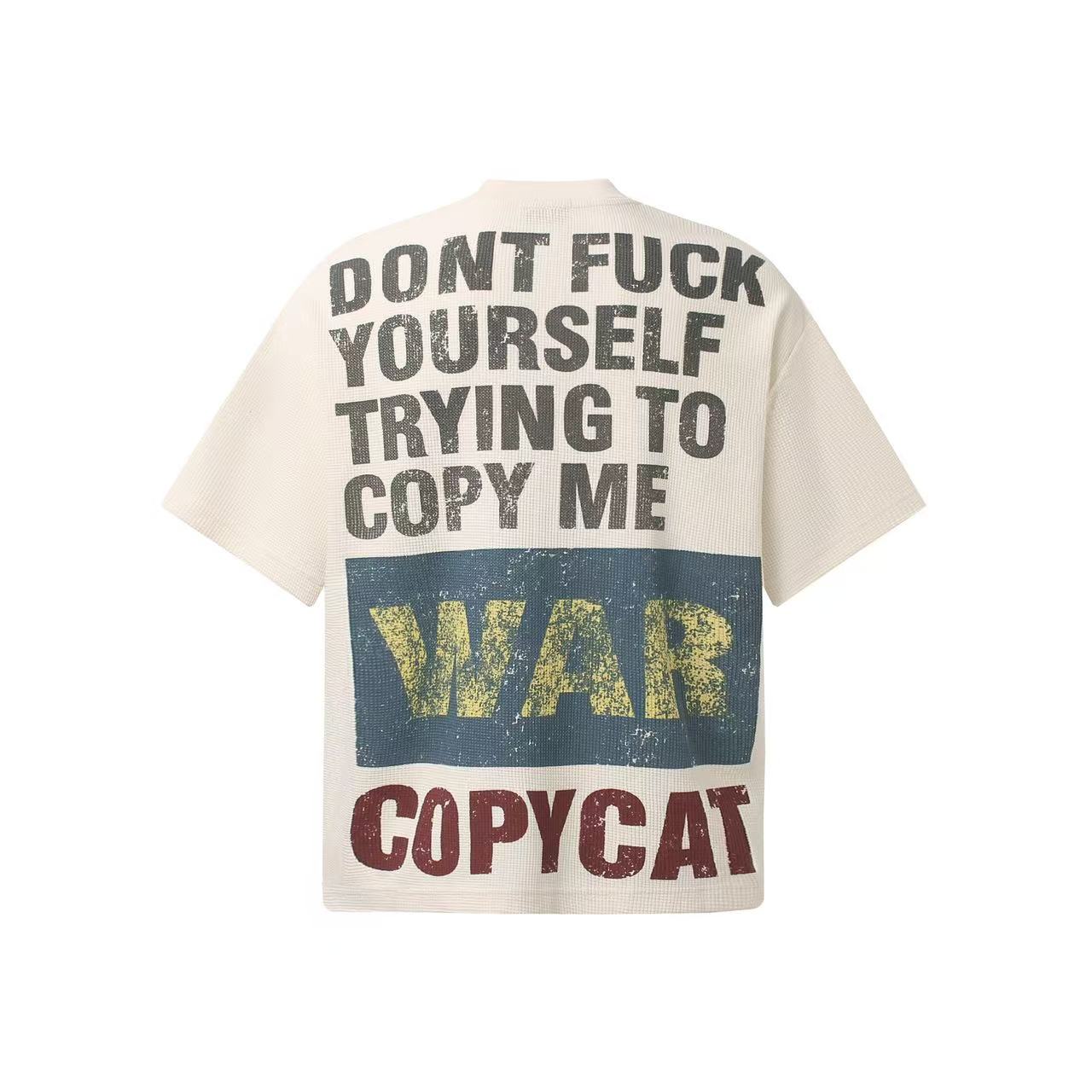 Streetwear Waffle Knit Slogan Print T-Shirt