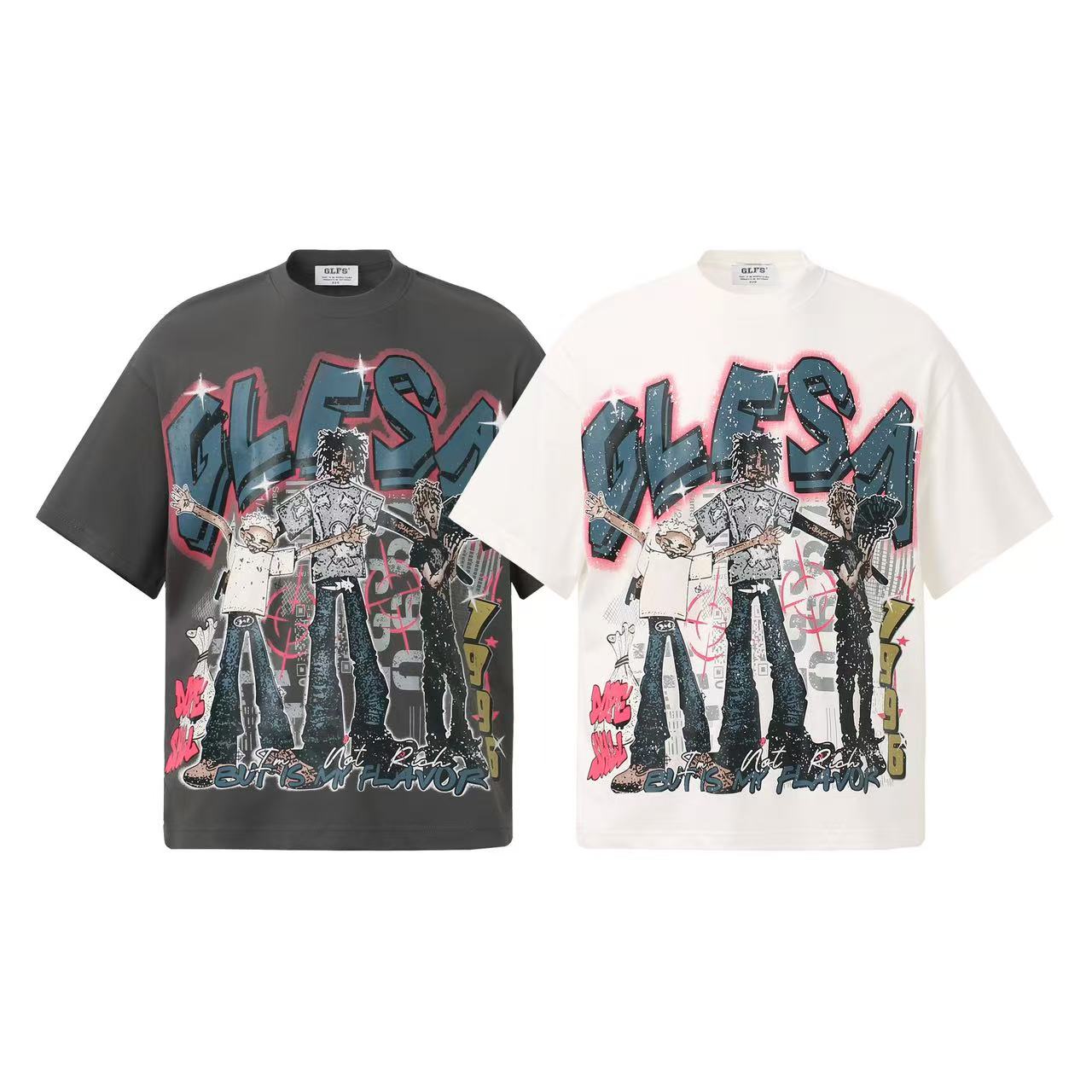 Streetwear Hip Hop Trio Graphic Print T-Shirt
