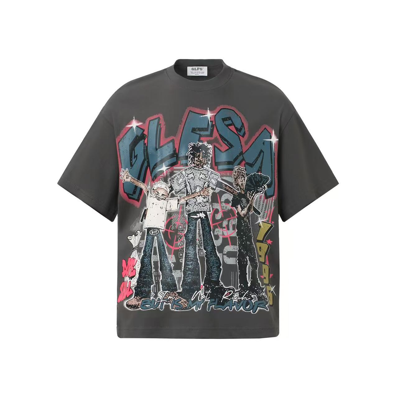 Streetwear Hip Hop Trio Graphic Print T-Shirt