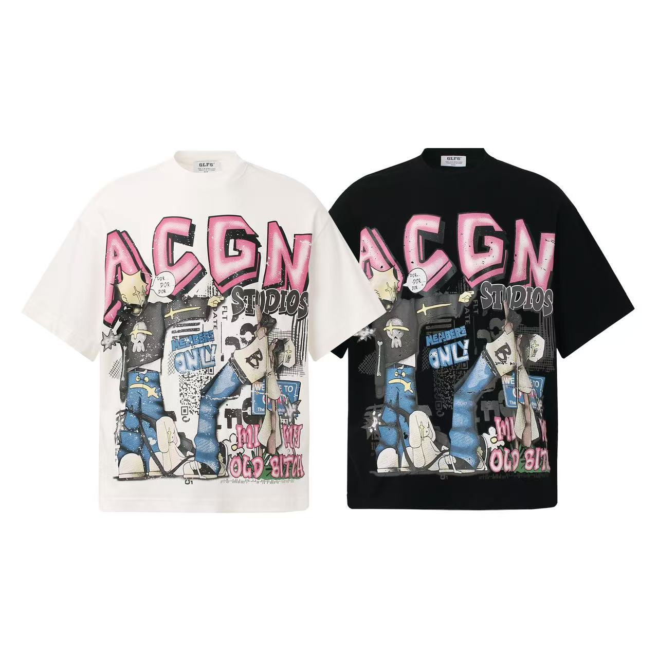 Streetwear Hip Hop Trio Graphic Print T-Shirt