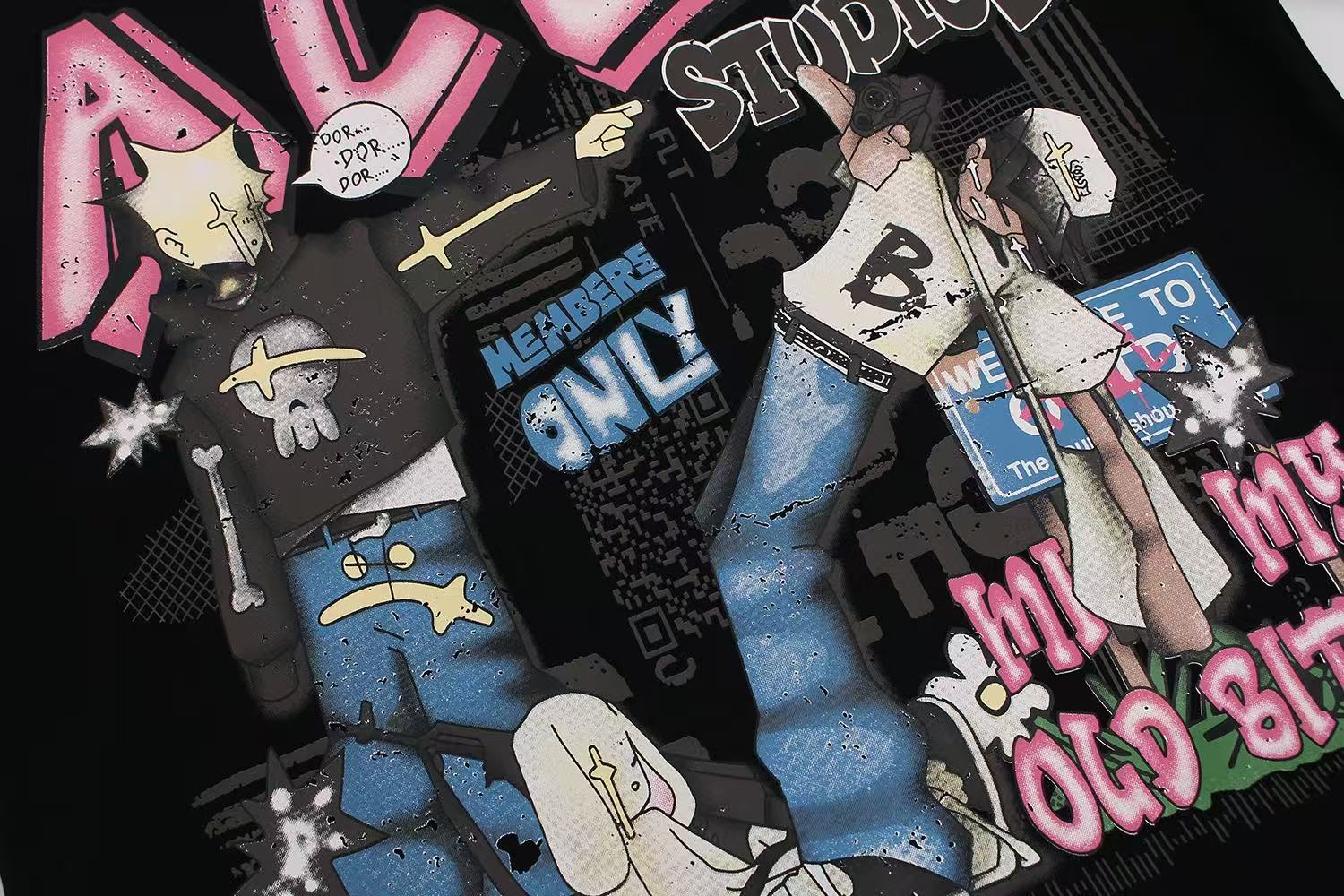 Streetwear Hip Hop Trio Graphic Print T-Shirt