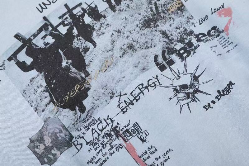 Vintage Wash Graffiti Print Zip-Up Hoodie
