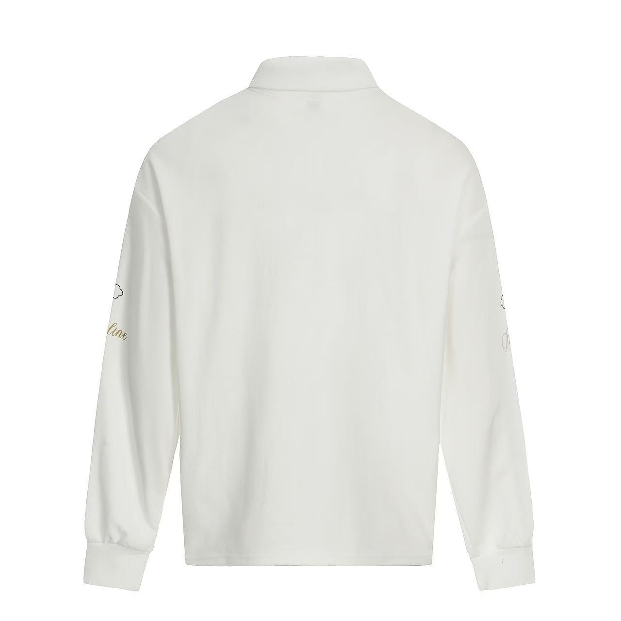 Streetwear Heraldic Crest Print Long Sleeve Polo Shirt