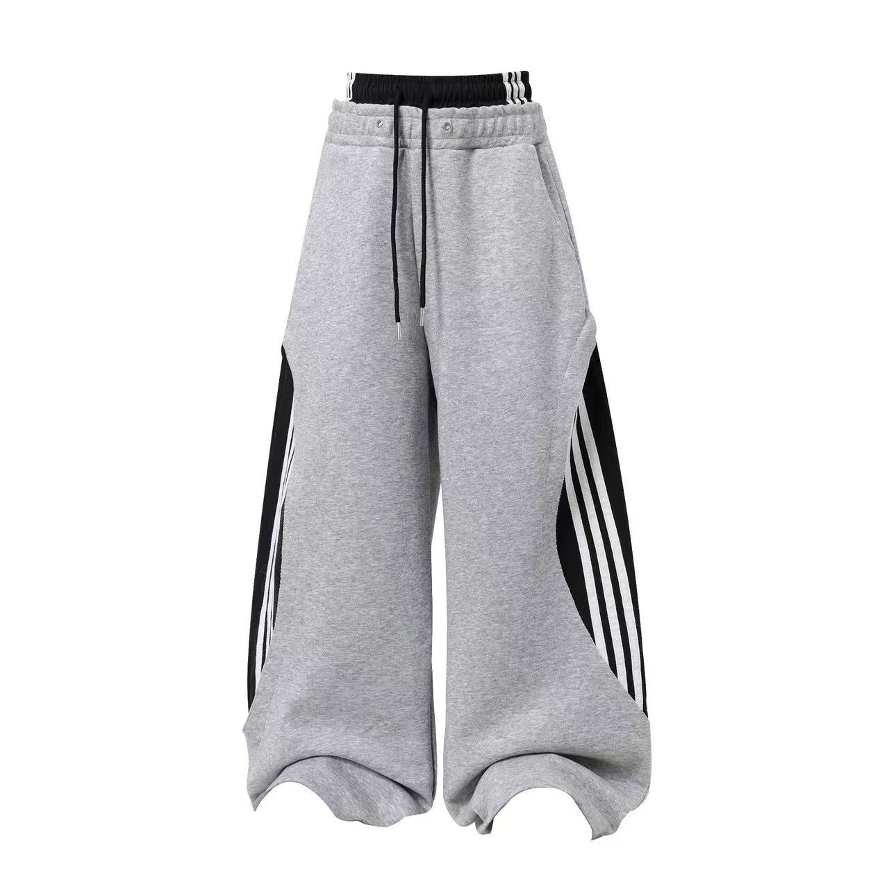 Streetwear Side Stripe Baggy Wide-Leg Sweatpants