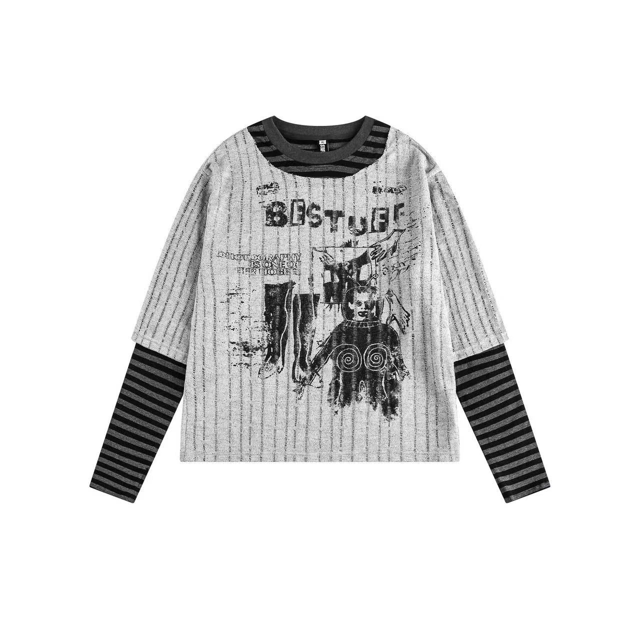 Vintage Faux Two-piece Y2K Punk Long Sleeve