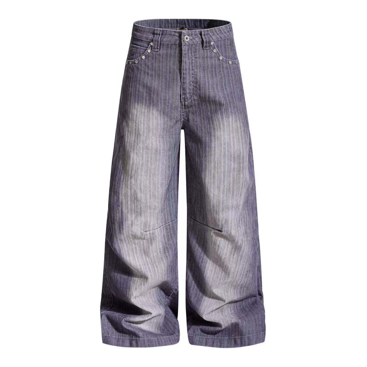 Gradient Wash Striped Baggy Wide-Leg Jeans