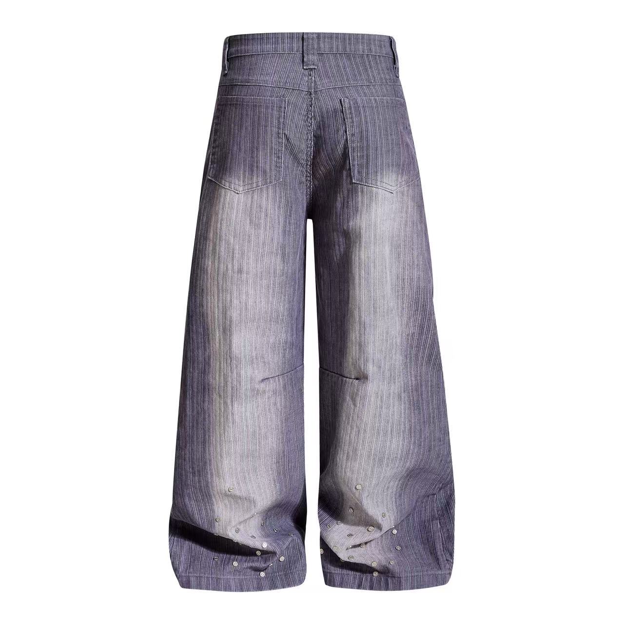 Gradient Wash Striped Baggy Wide-Leg Jeans
