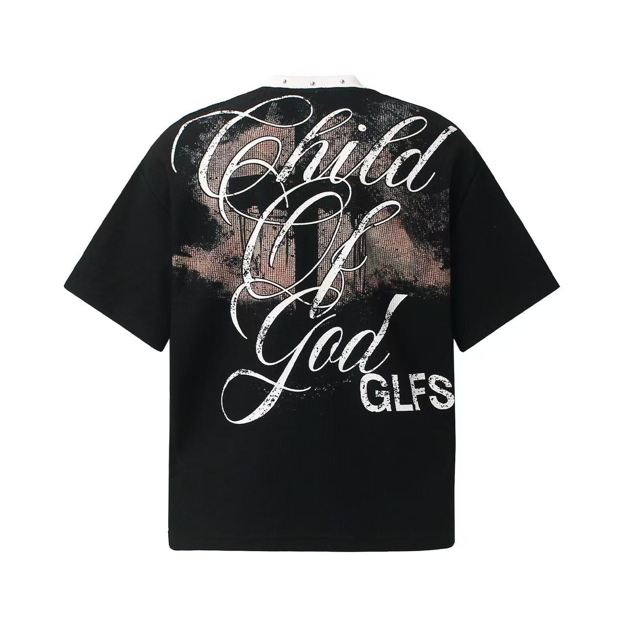 Saint Tears Cross Print Waffle Knit T-Shirt