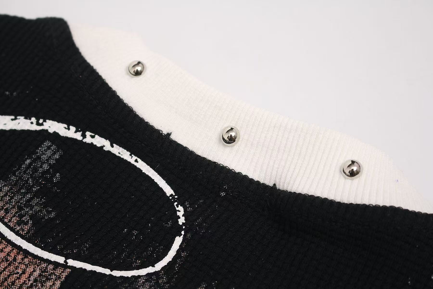 Saint Tears Cross Print Waffle Knit T-Shirt