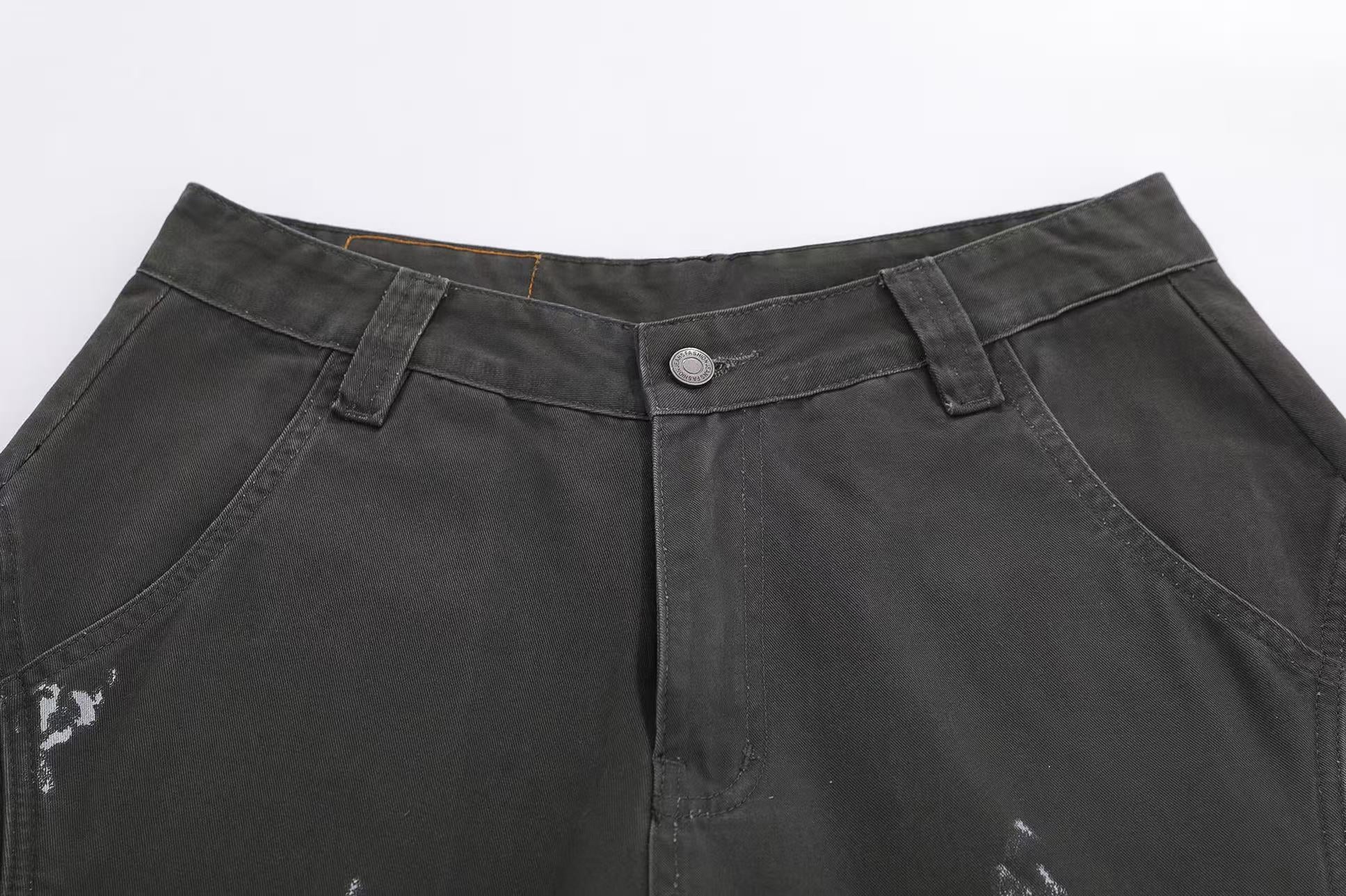 Distressed Vintage Wide-Leg Cargo Jorts