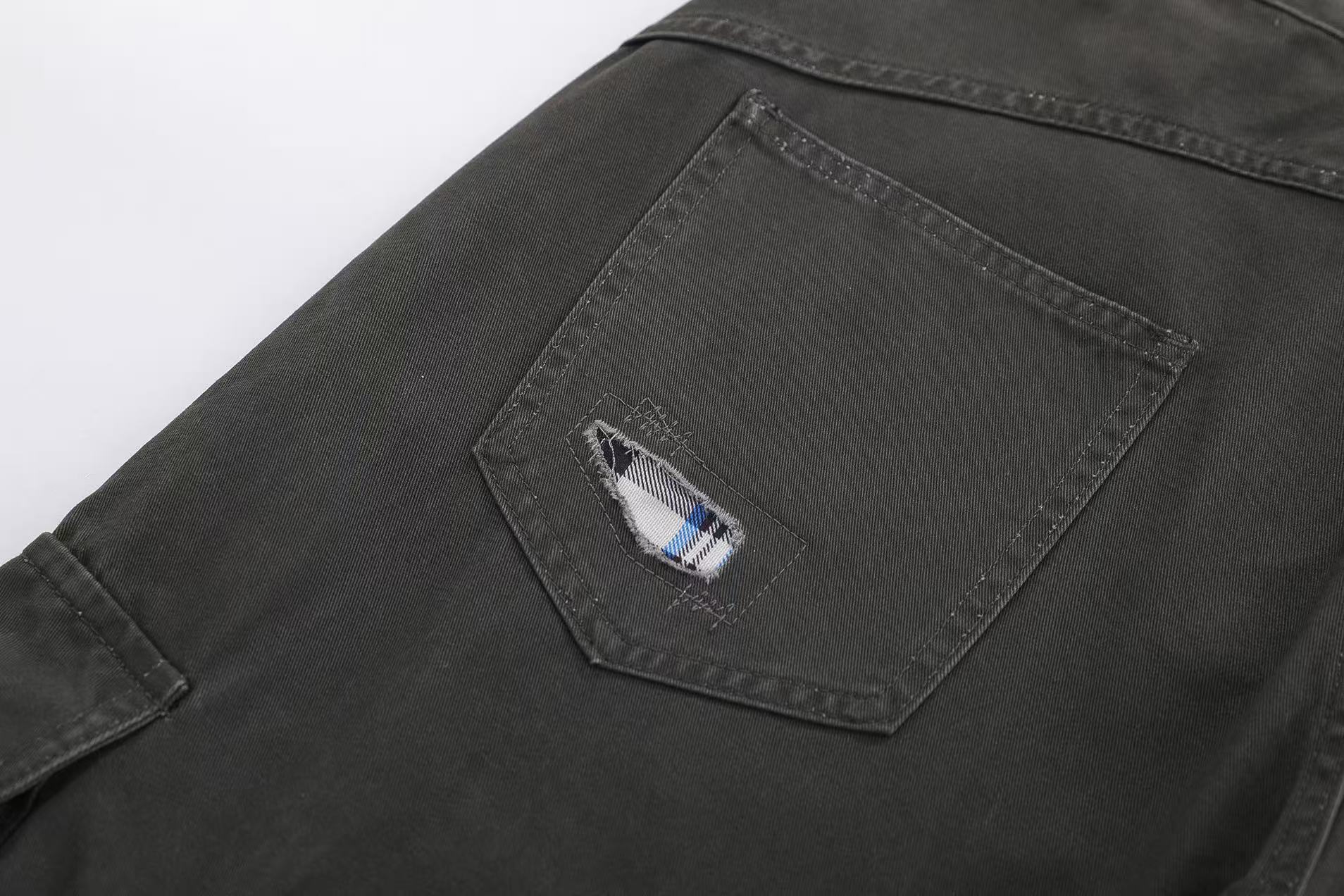Distressed Vintage Wide-Leg Cargo Jorts