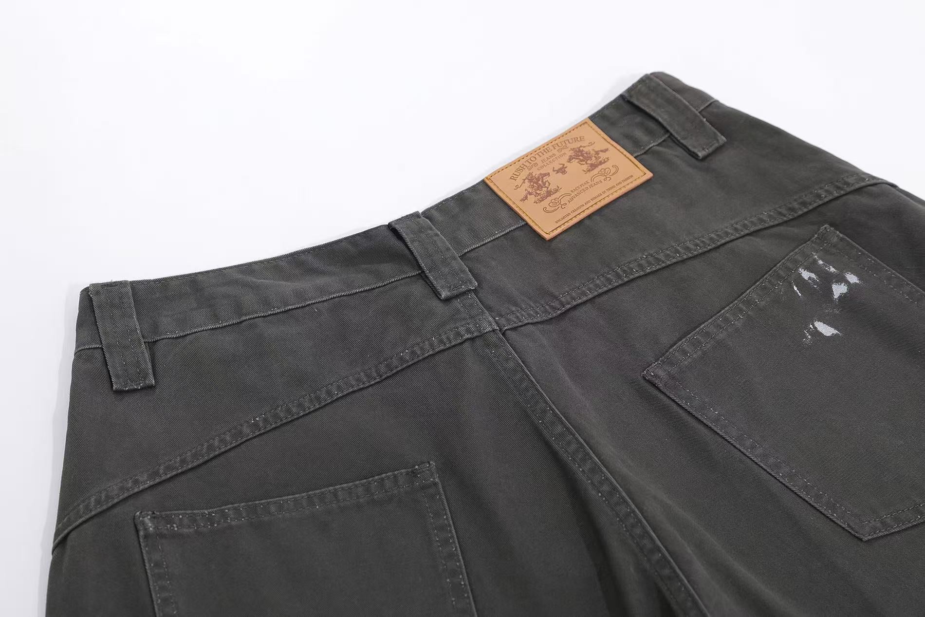 Distressed Vintage Wide-Leg Cargo Jorts