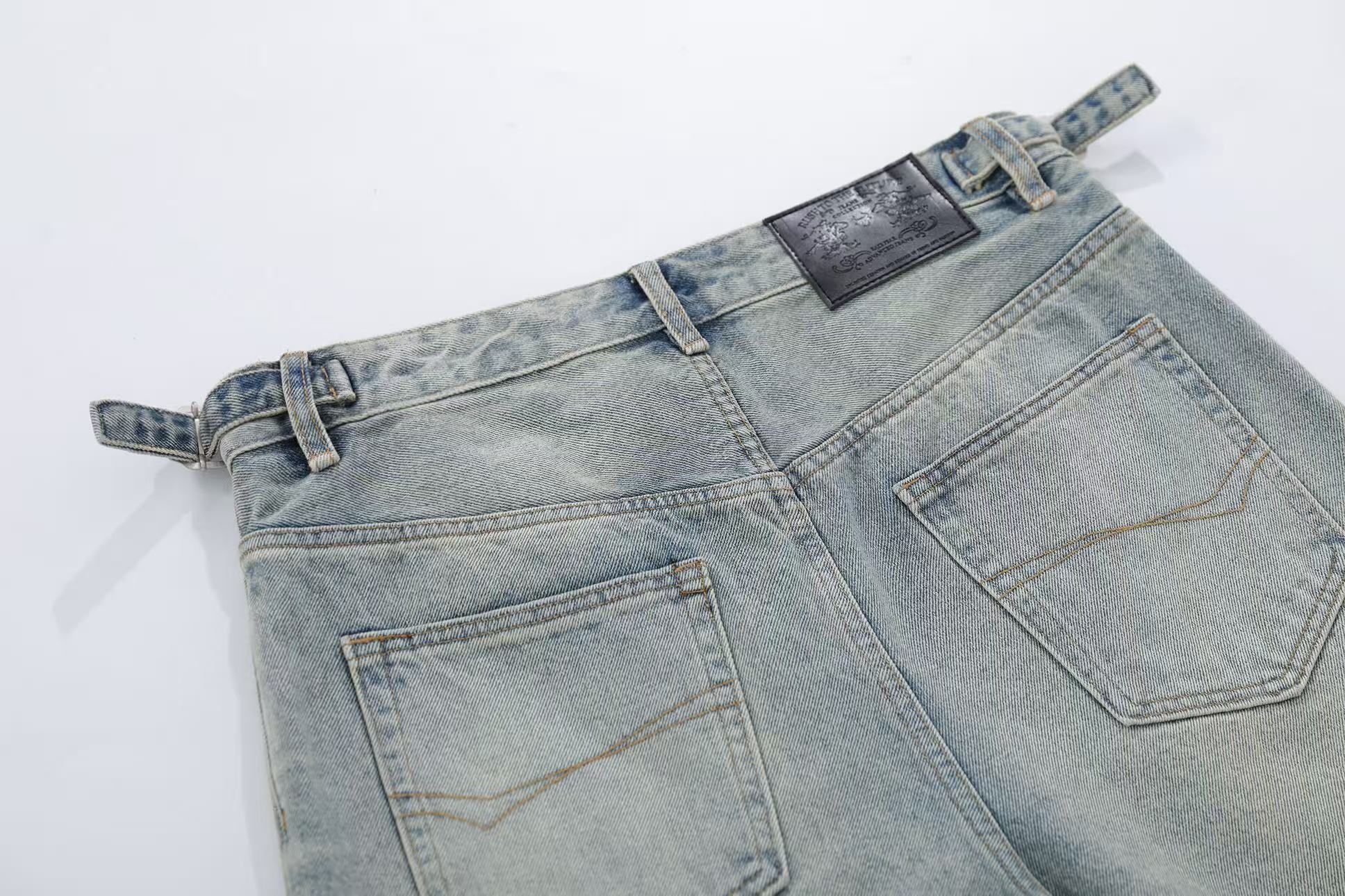 Washed Rhinestone Wide-Leg Denim Jorts