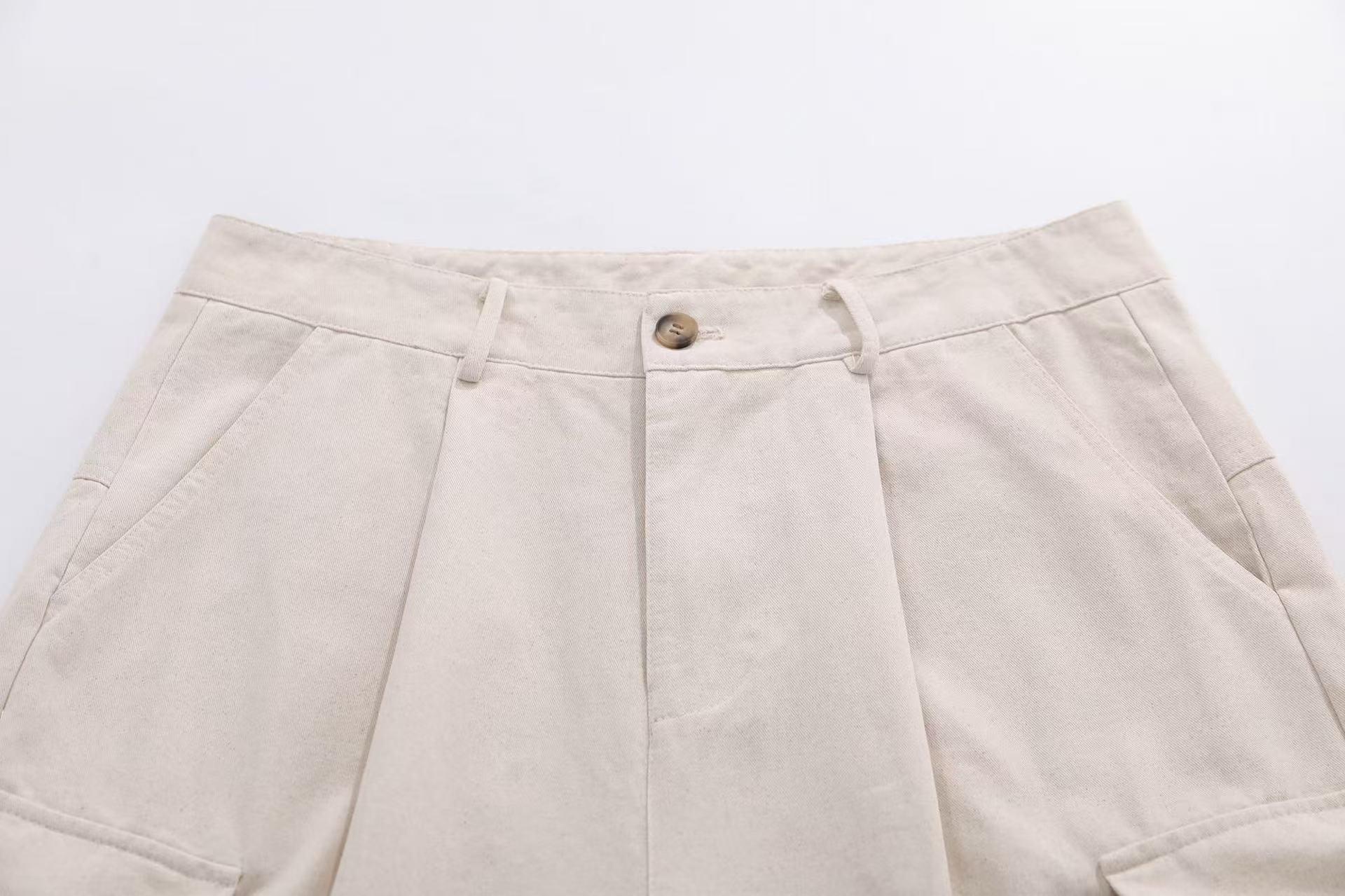 Cuffed Multi-Pocket Drawstring Cargo Jorts