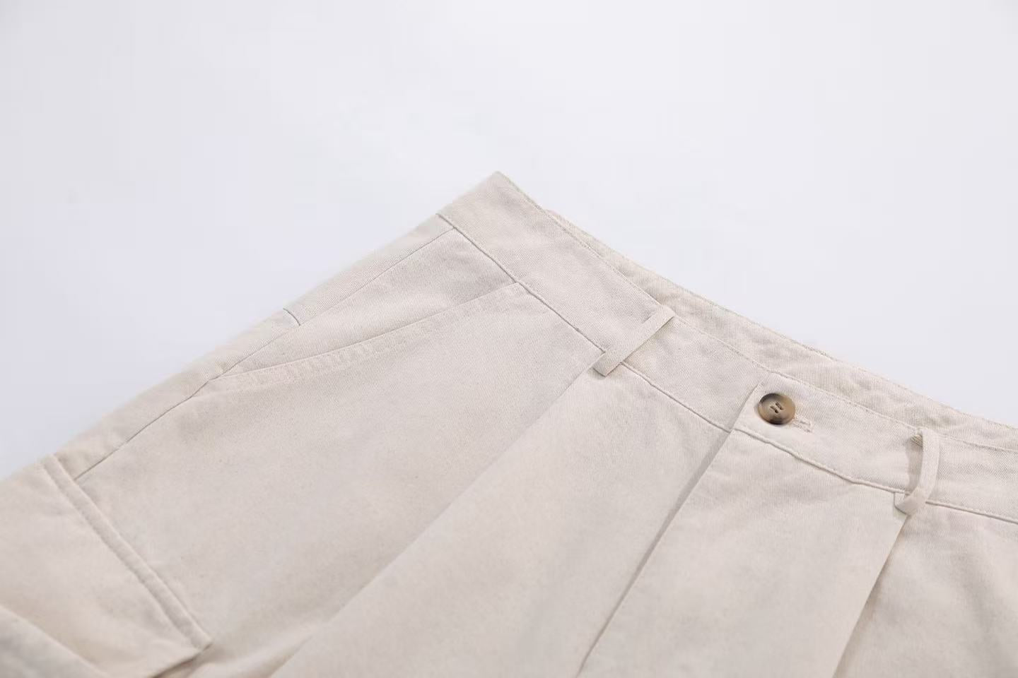 Cuffed Multi-Pocket Drawstring Cargo Jorts