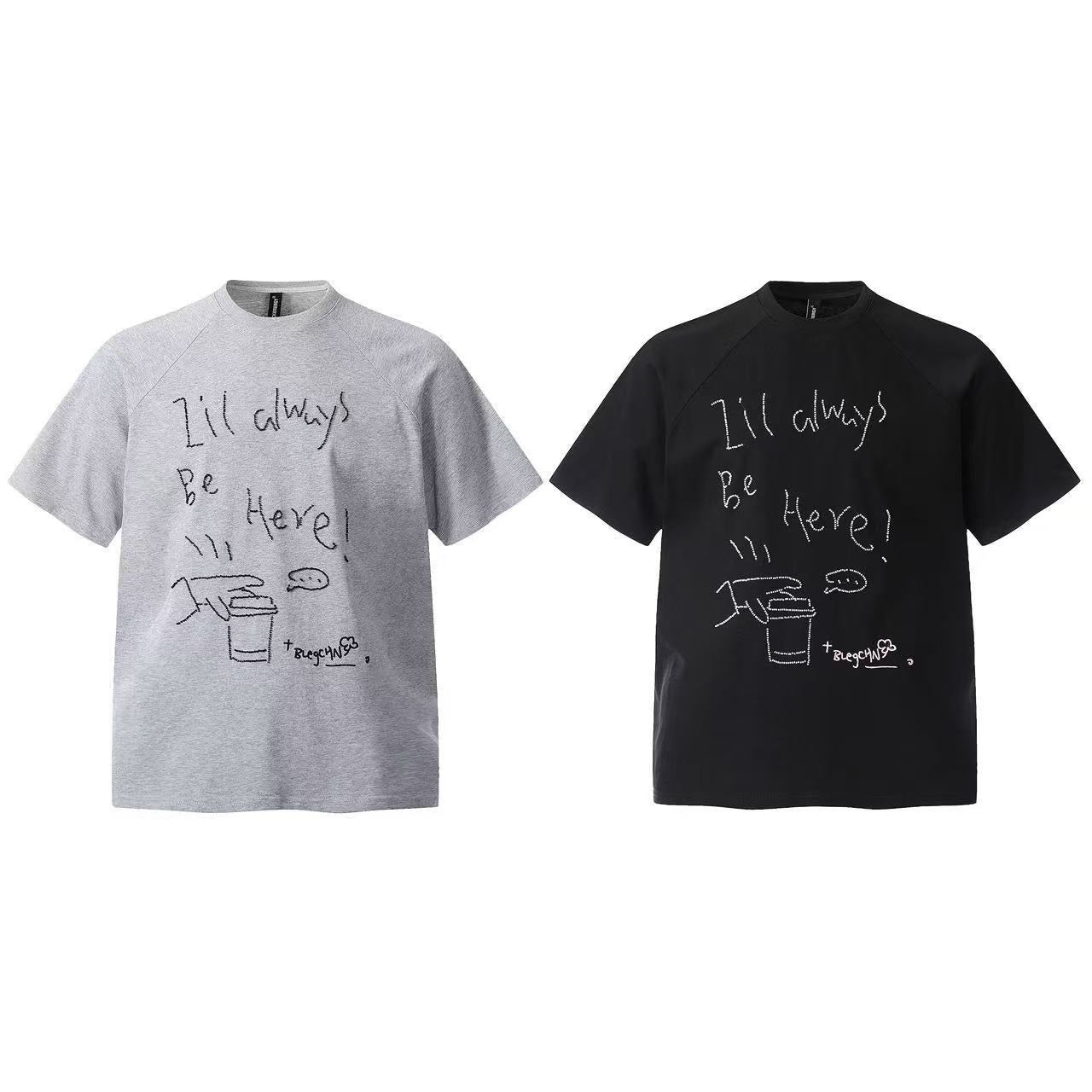 Streetwear Text Embroidery T-Shirt