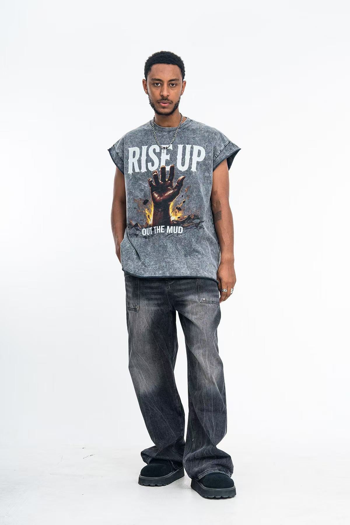 Vintage Wash Hand Print Tank Top