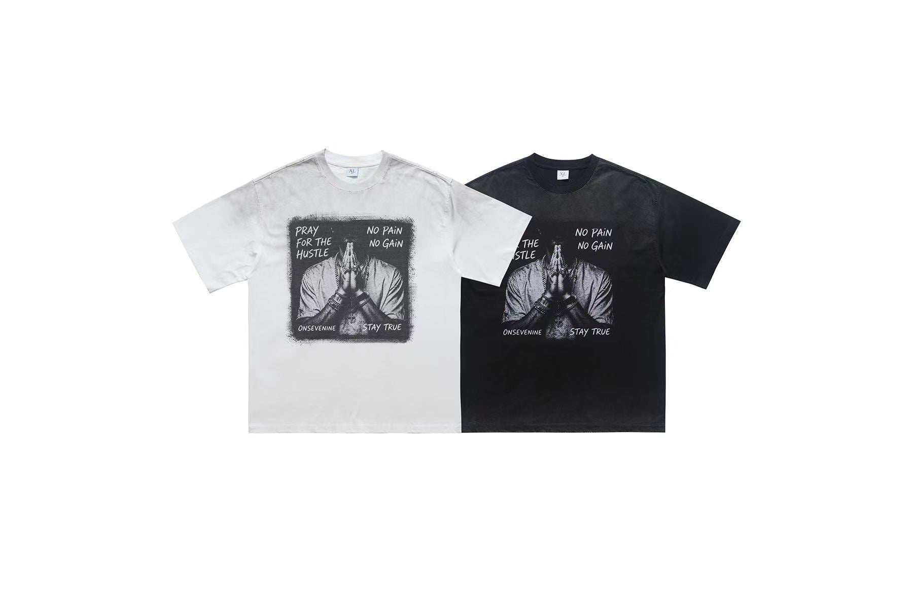 Streetwear Pray Hands Print T-Shirt