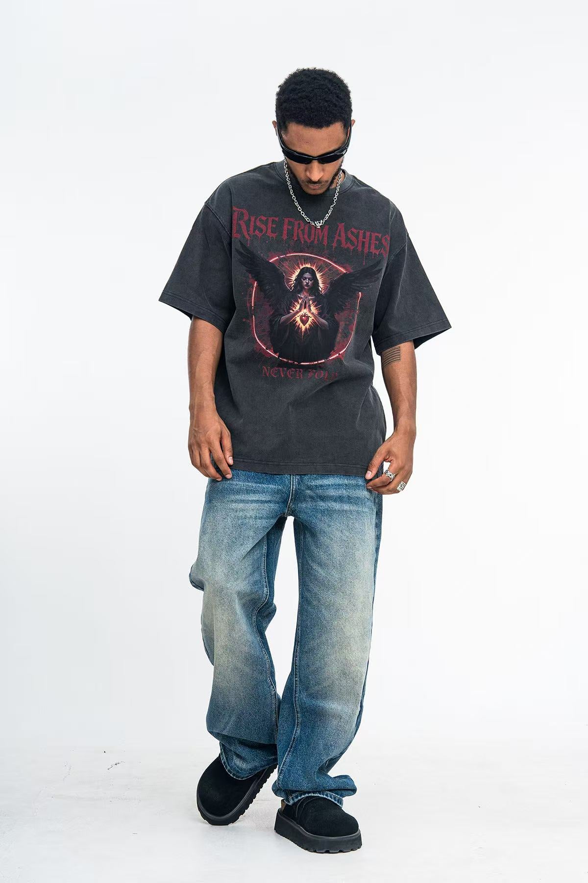 Streetwear Gothic Angel Print T-Shirt