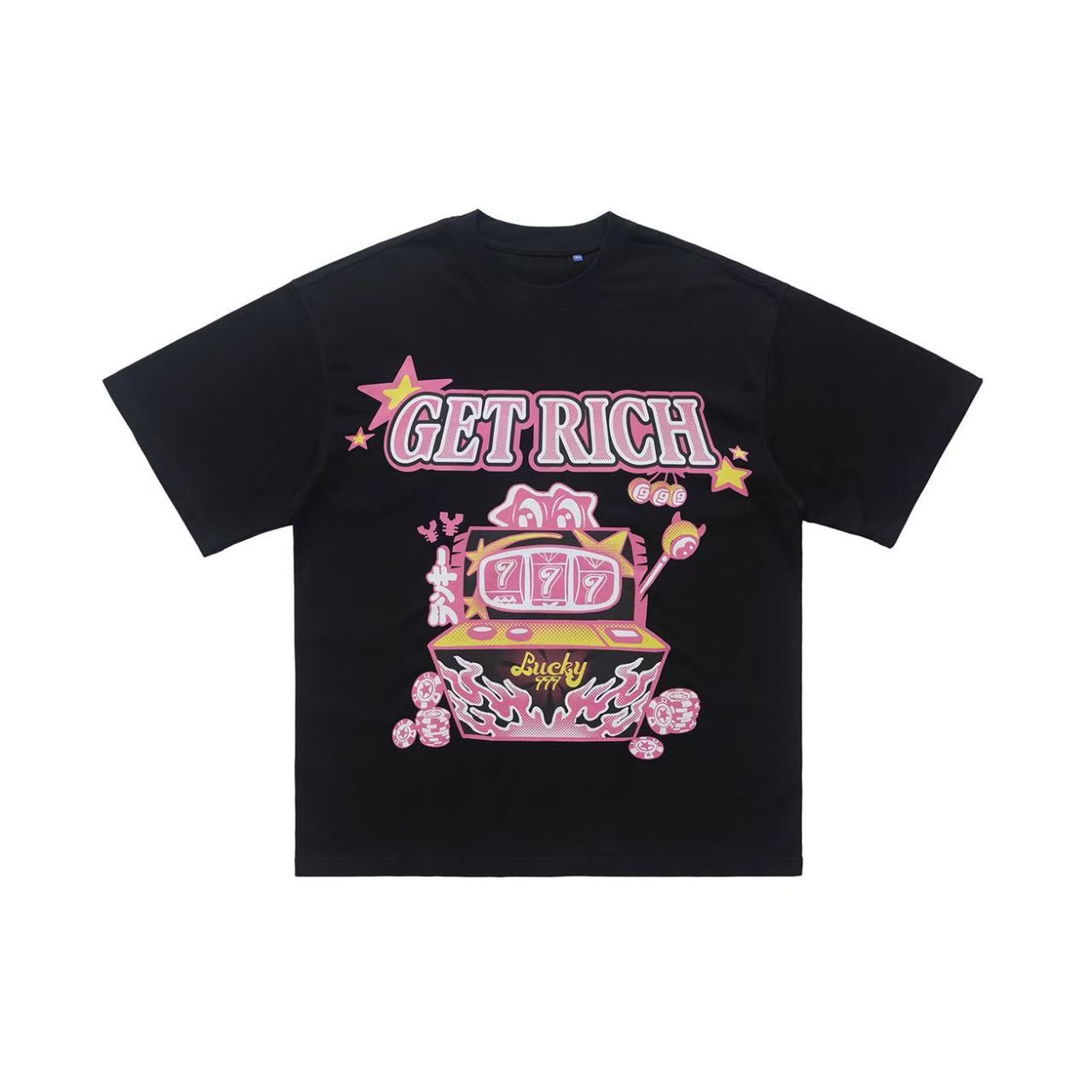 Streetwear " Rich" Text Print T-Shirt