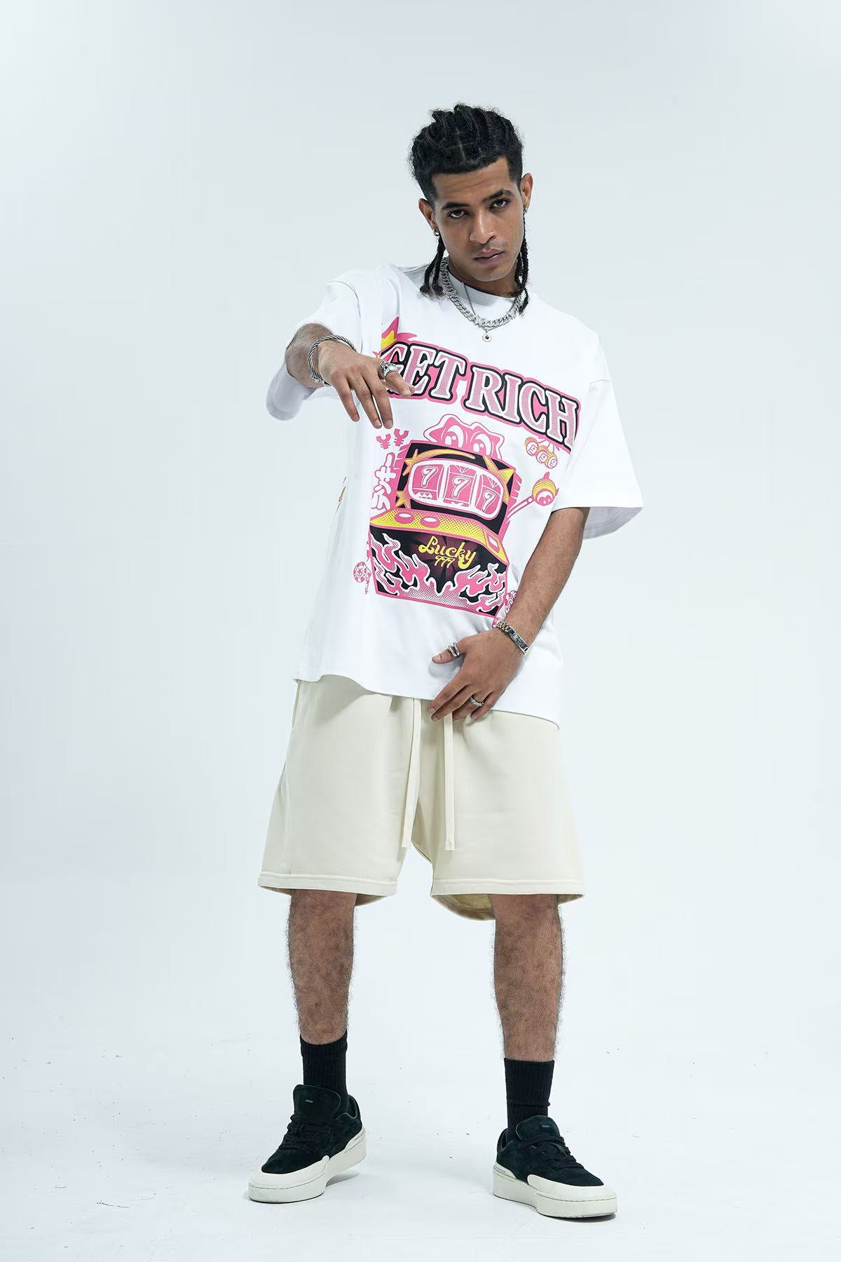 Streetwear " Rich" Text Print T-Shirt