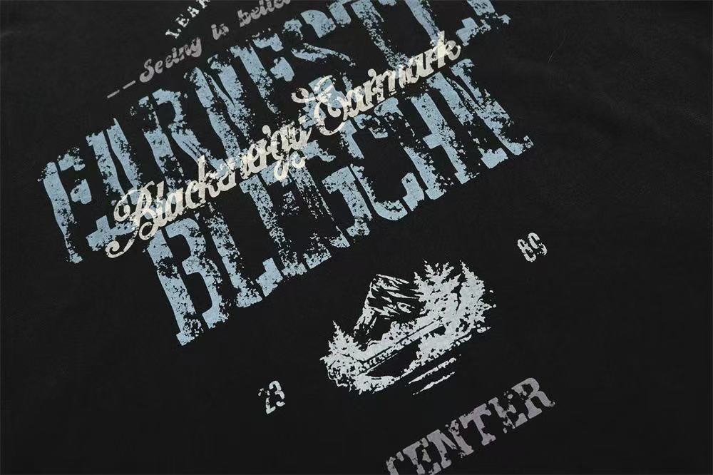 Streetwear Distressed Vintage Text Print T-Shirt
