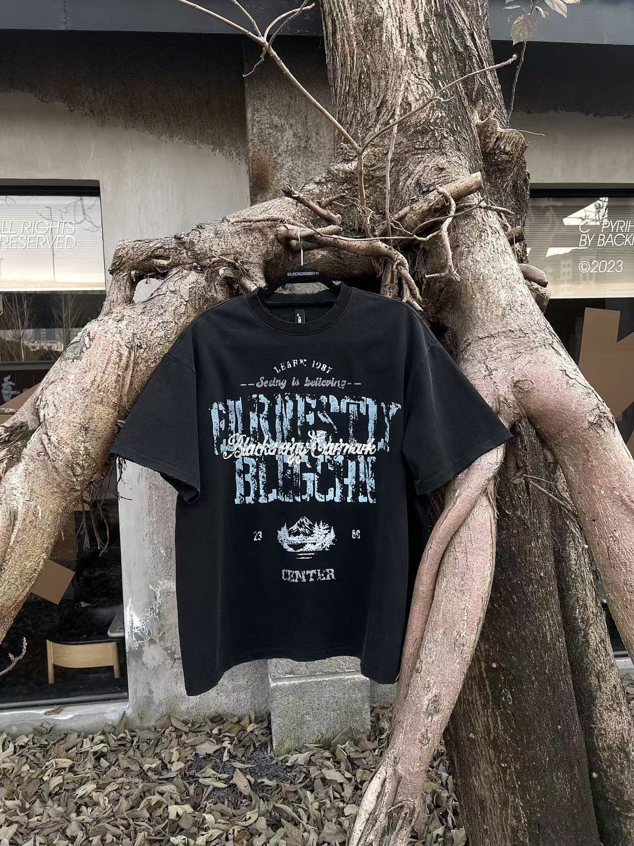 Streetwear Distressed Vintage Text Print T-Shirt