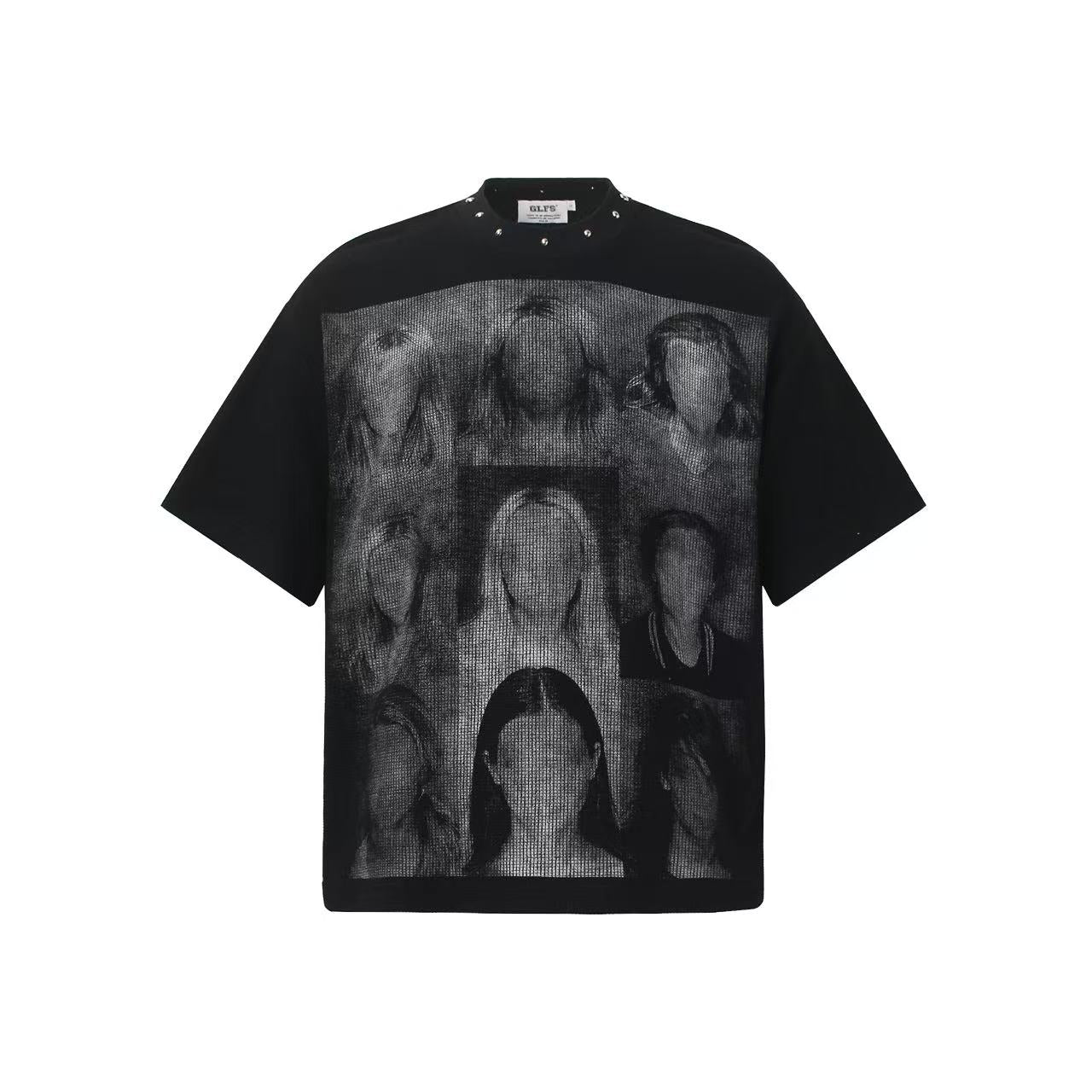 Streetwear Dark Stud No Face Print T-Shirt
