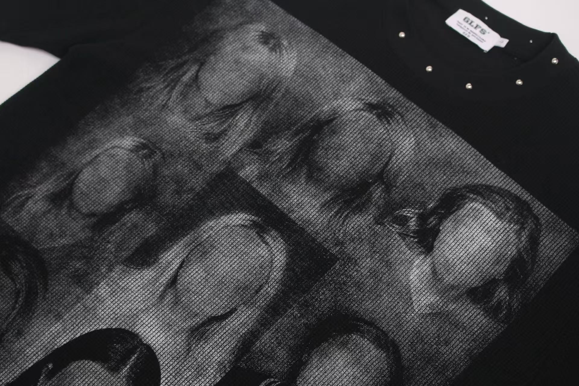 Streetwear Dark Stud No Face Print T-Shirt