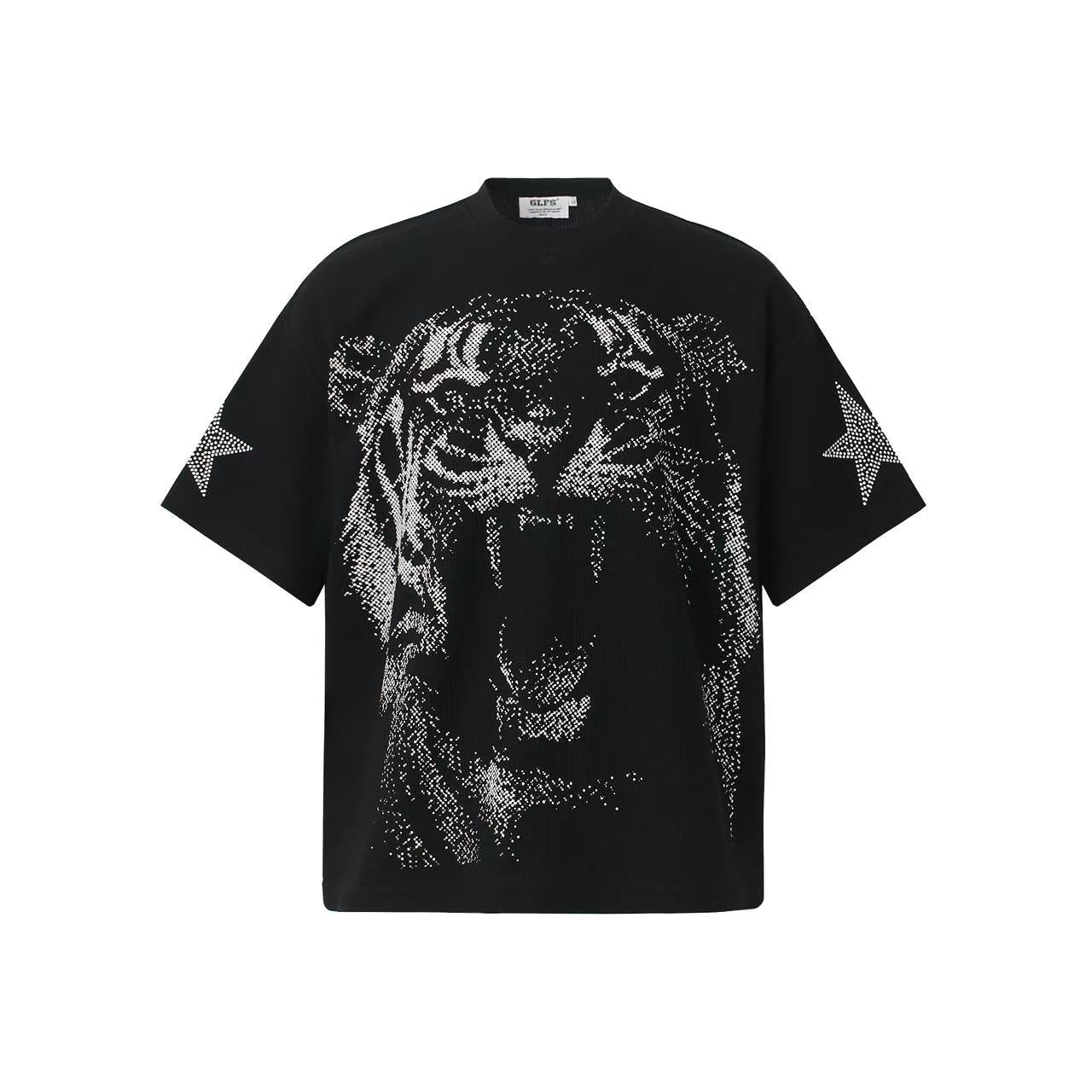 Streetwear Waffle Tiger Graphic Print T-Shirt