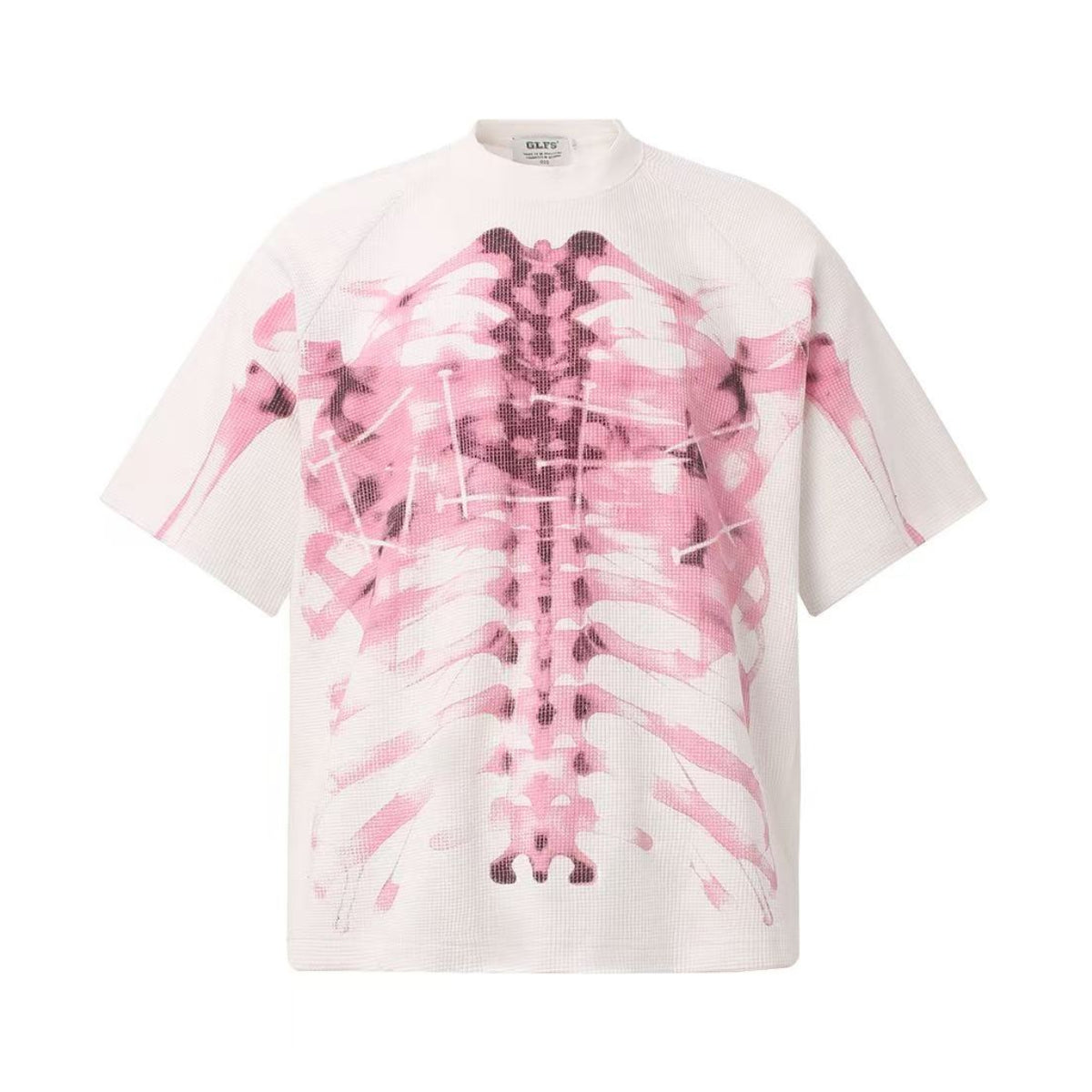Streetwear Waffle Nail Through Skeleton Print T-Shirt