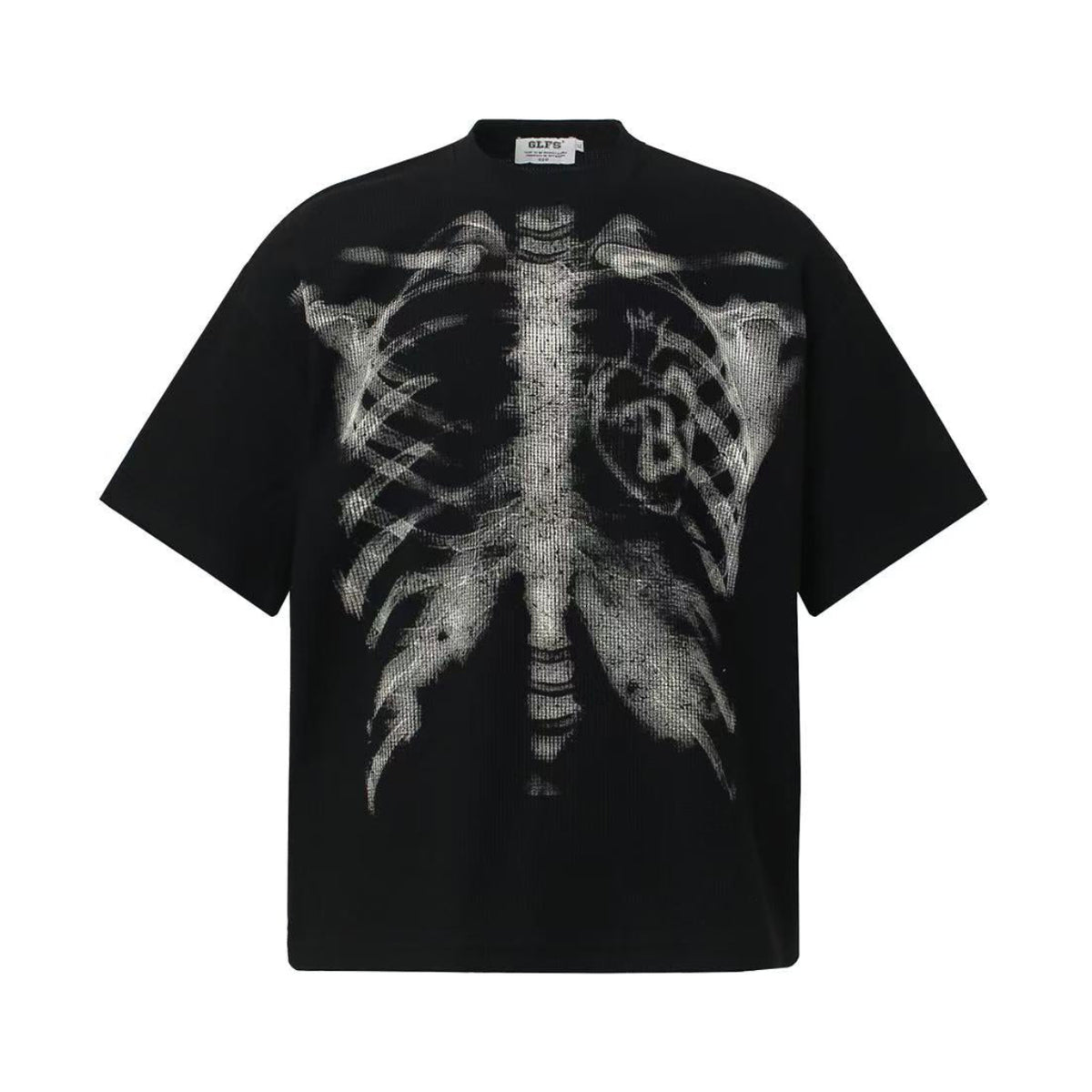 Streetwear Waffle Skeleton Print T-Shirt