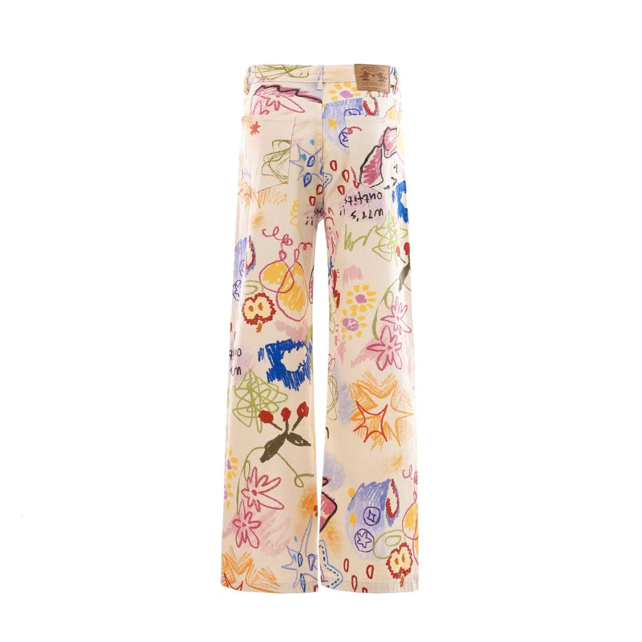 Graffiti Doodle Print Wide-Leg Cargo Pants