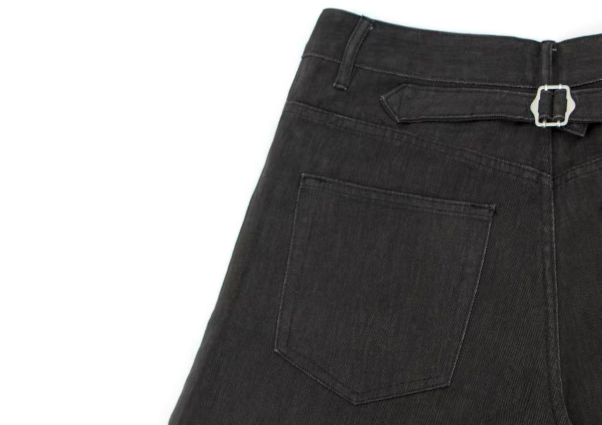 Multi-Button Pleated Baggy Cargo Pants