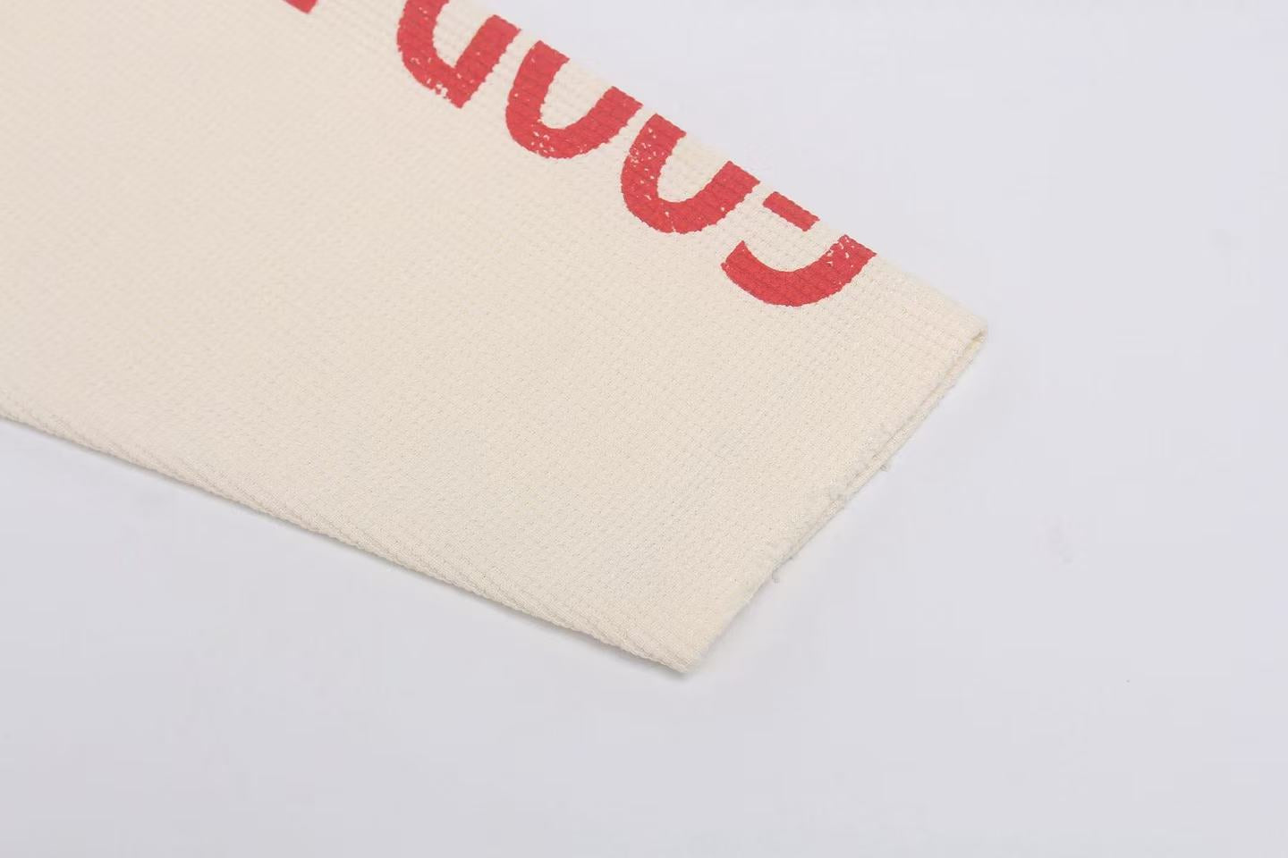 Streetwear Print Waffle Knit Long Sleeve