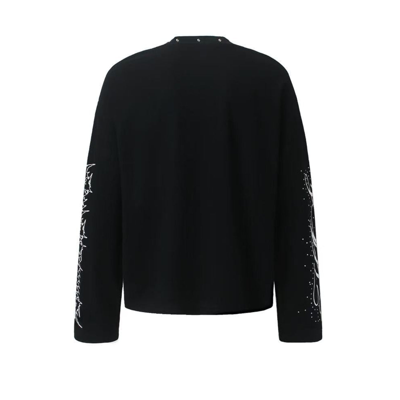 Studded Grunge Collage Portrait Print Waffle Knit Long Sleeve