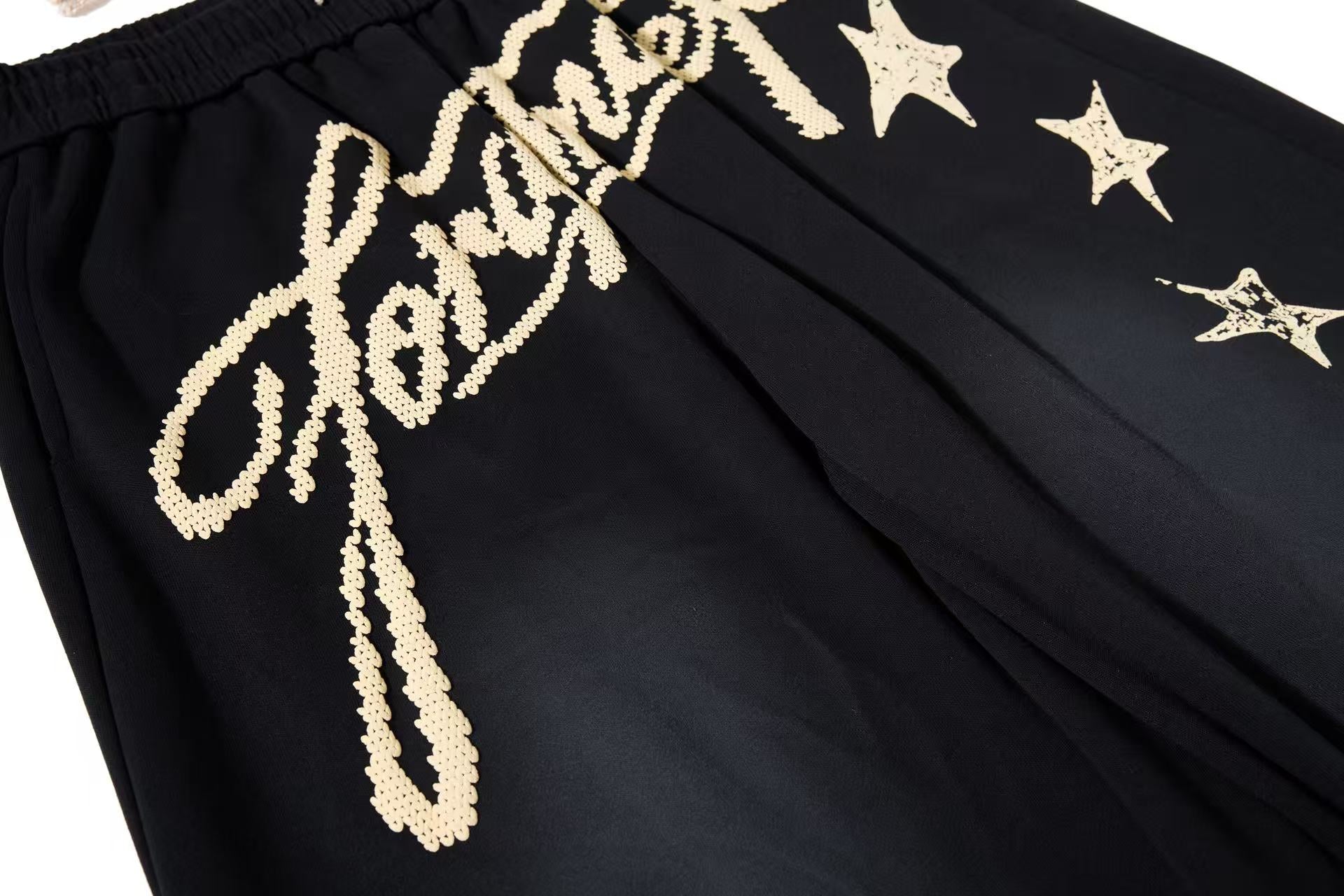 Gradient Star Script Print Wide-Leg Sweatpants