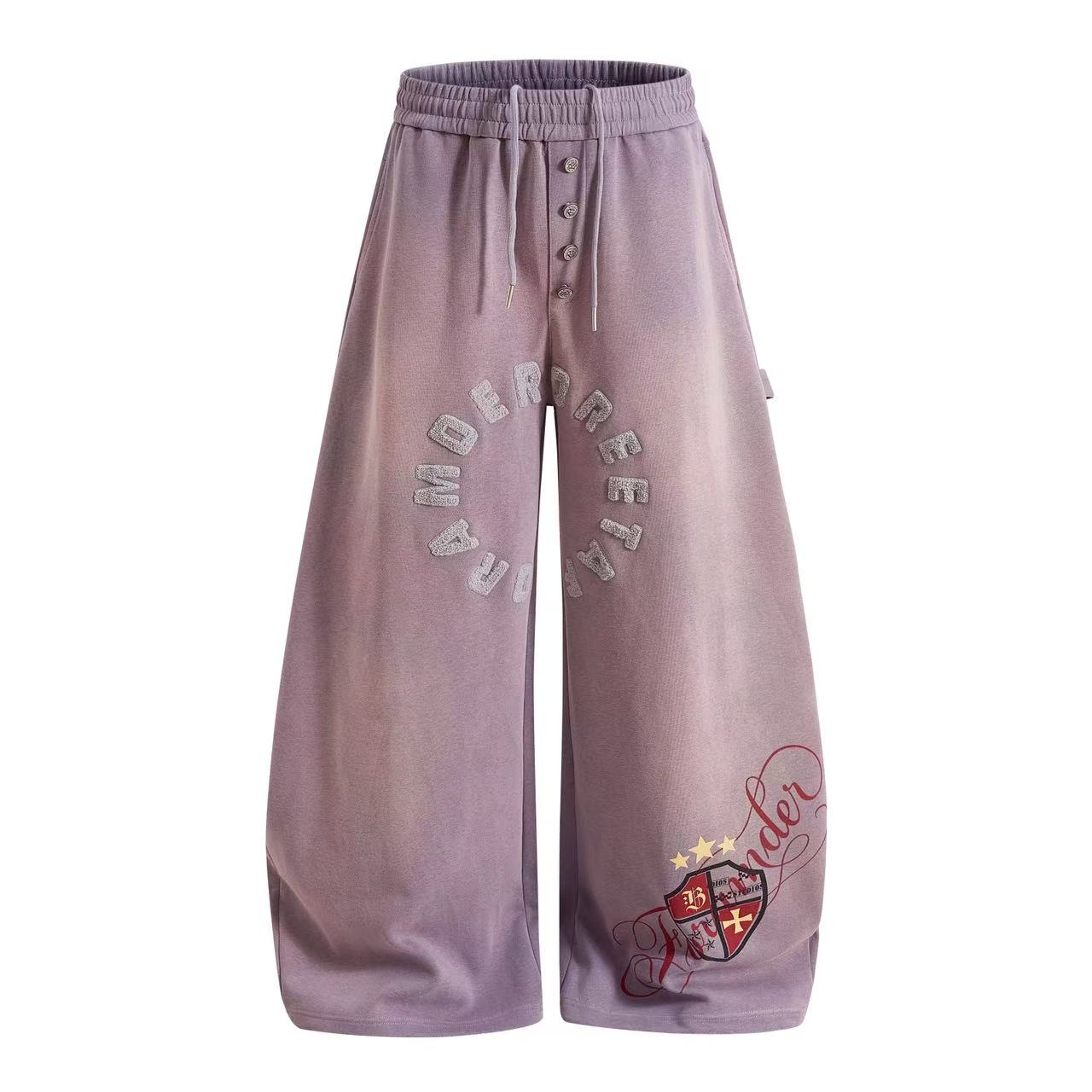 Ombre Wash Letter Wide-Leg Sweatpants