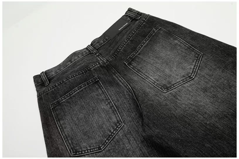Vintage Faded Black Wide-Leg Baggy Jeans