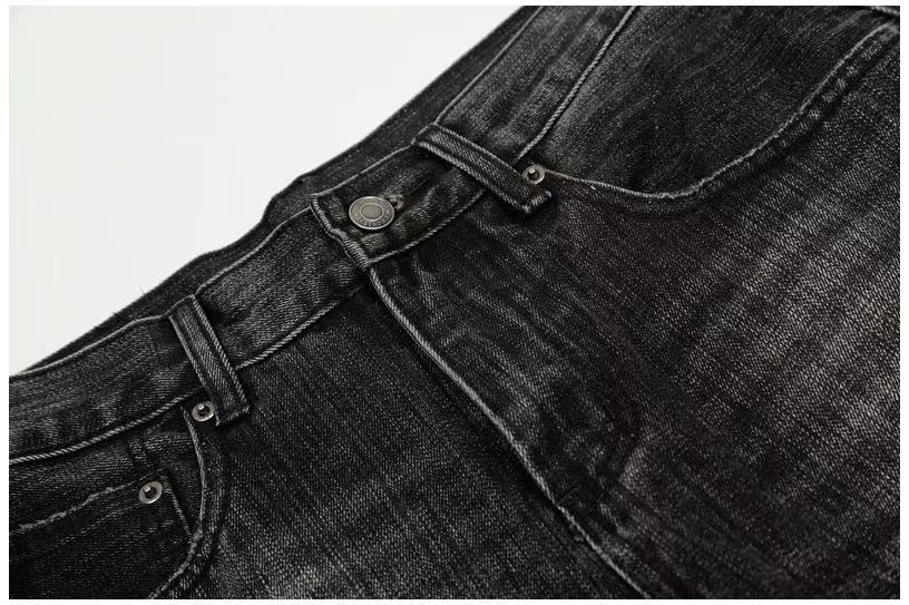 Vintage Faded Black Wide-Leg Baggy Jeans