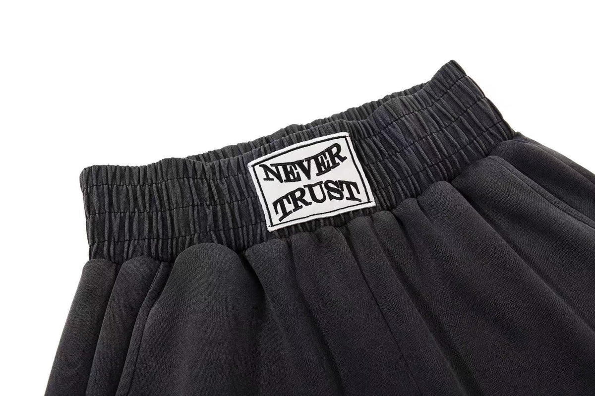 Washed Crackle Letter Baggy Wide-Leg Sweatpants