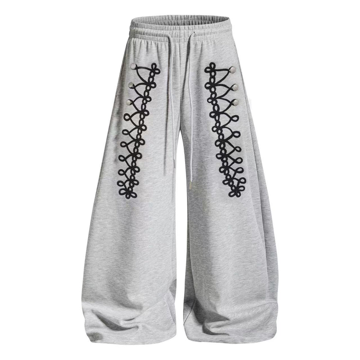 Side Lace-Up Detail Baggy Wide-Leg Sweatpants