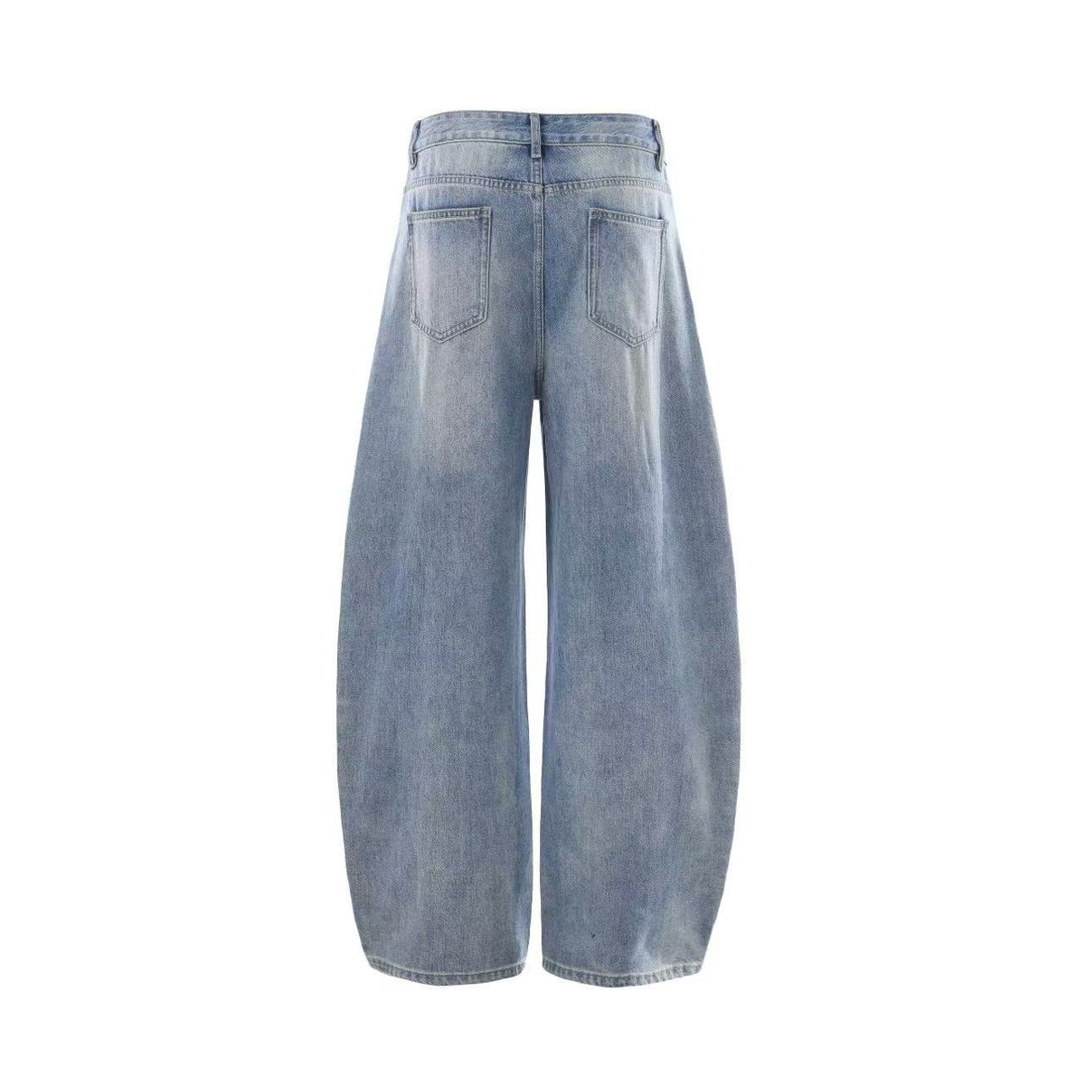Light-Wash Side Multi-Strap Baggy Jeans