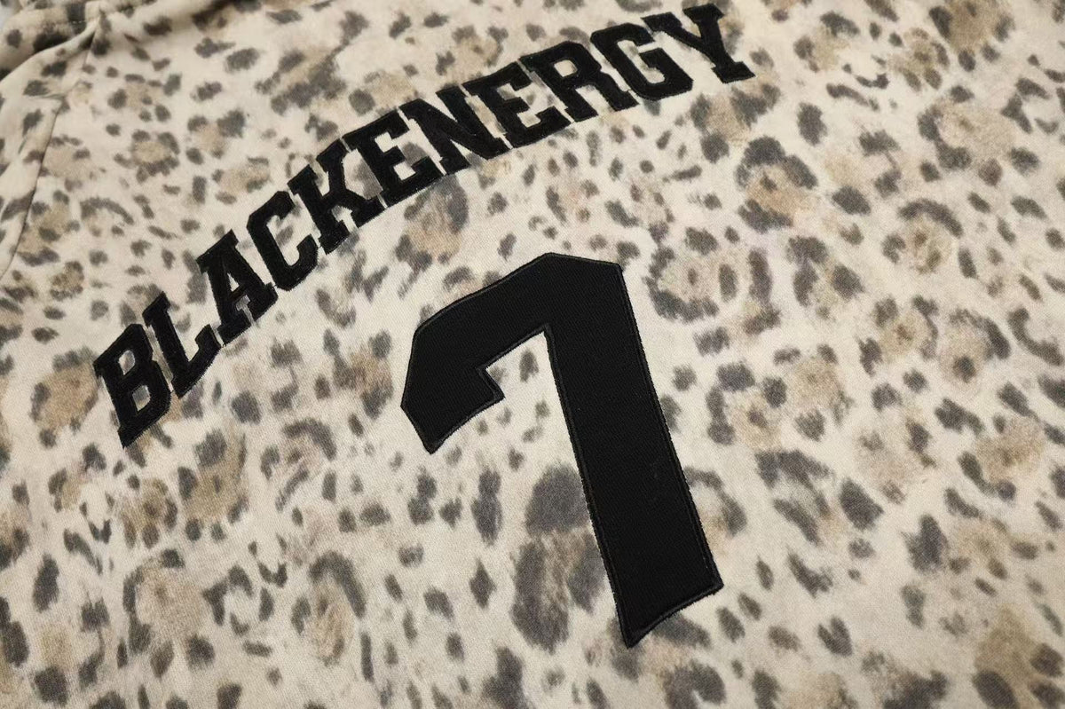 Leopard Print 3-Striped Zip-Up Hoodie